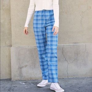 Brandy Melville Blue Plaid Tilden Pant